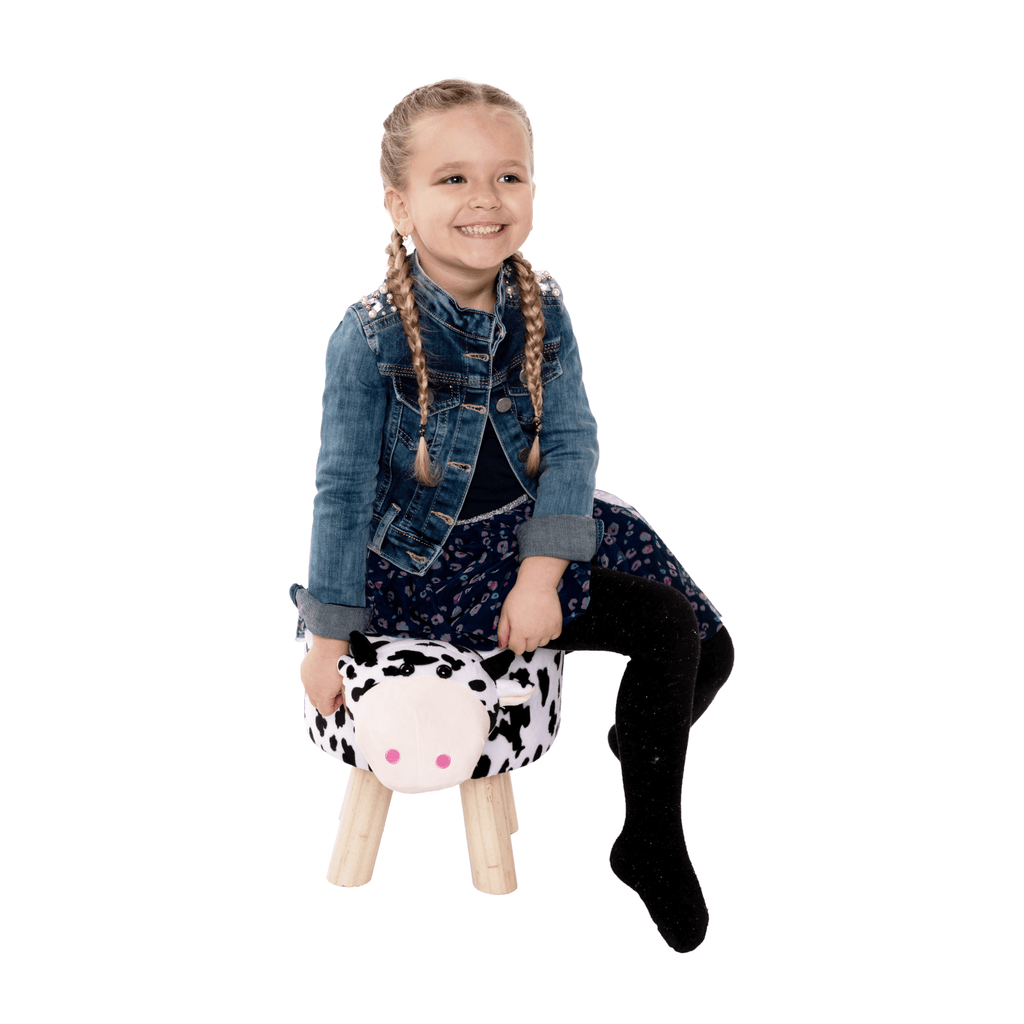 Taburet MOLLY, alb / negru / natural
