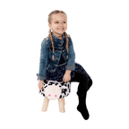 Taburet MOLLY, alb / negru / natural
