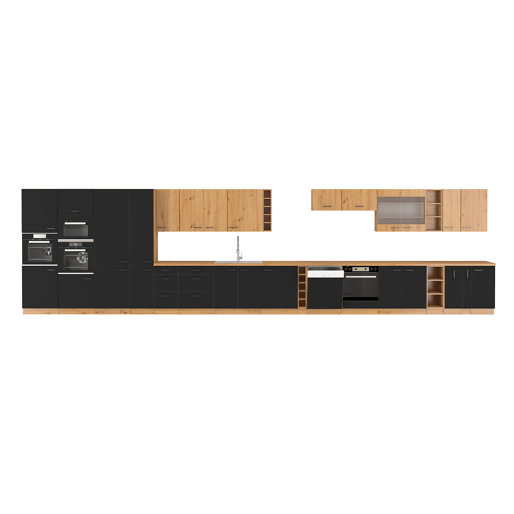 Dulap bucatarie MONRO, stejar artisan / negru mat
