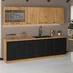 Dulap bucatarie MONRO, stejar artisan / negru mat