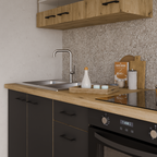 Dulap bucatarie MONRO, negru mat / stejar artisan