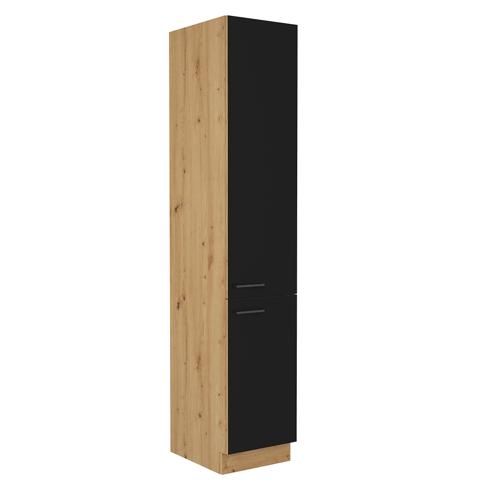 Dulap pentru produse alimentare MONRO 40 DK-210 2F, negru mat/stejar artizan