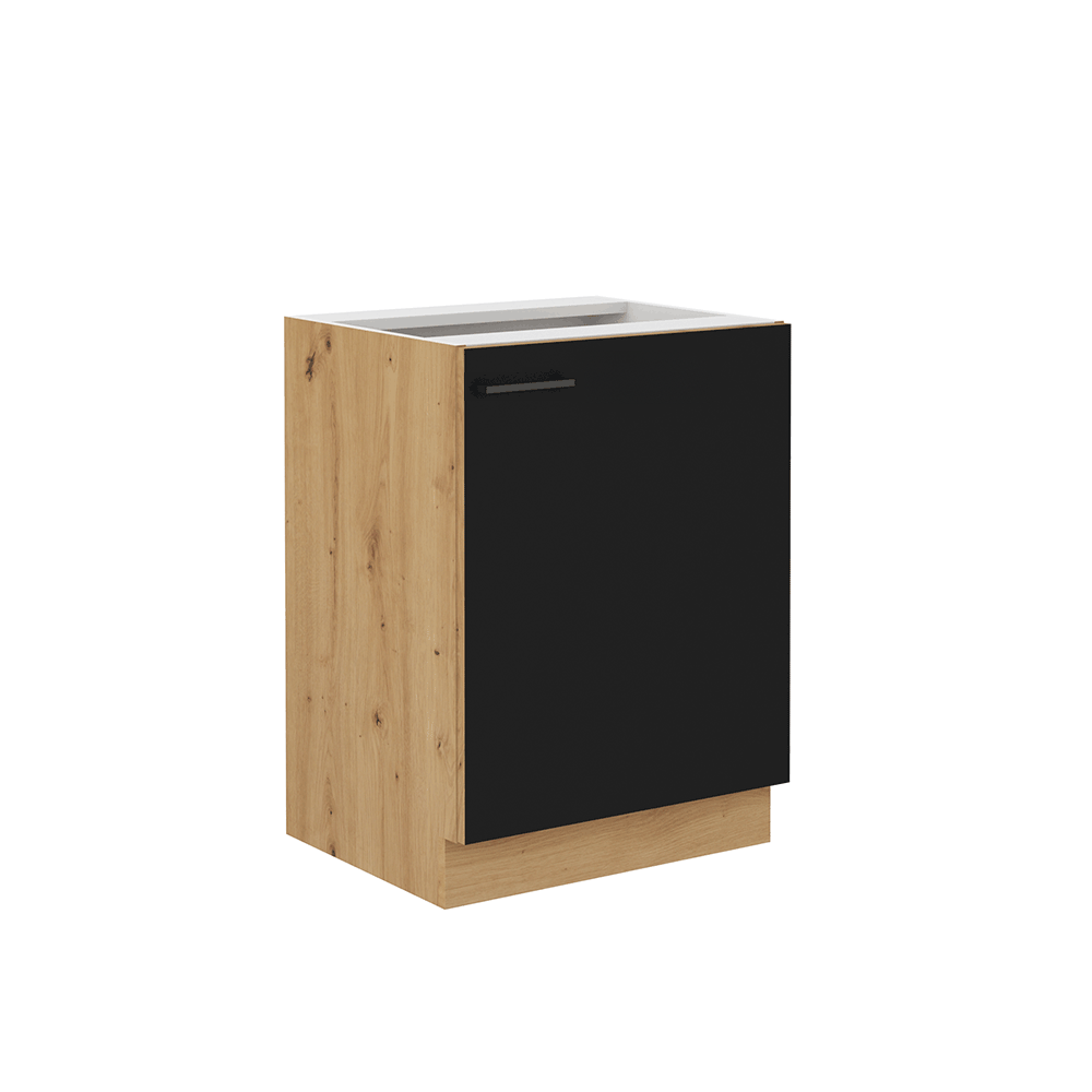 Dulap de bucatarie inferior MONRO 60 D 1F BB, negru mat/stejar artizan