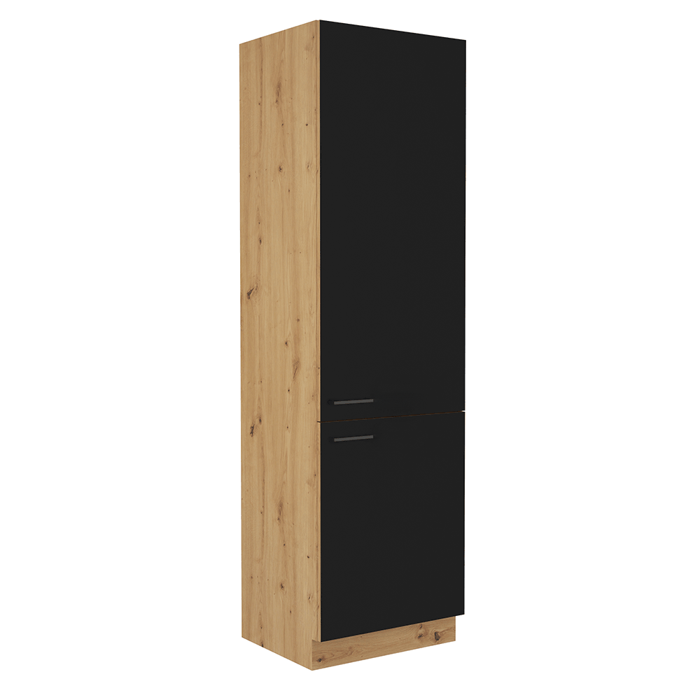 Dulap pentru produse alimentare MONRO 60 DK-210 2F, negru mat/stejar artizan