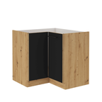 Dulap colt inferior MONRO 90/90 DN 1F BB, negru mat/stejar artizan