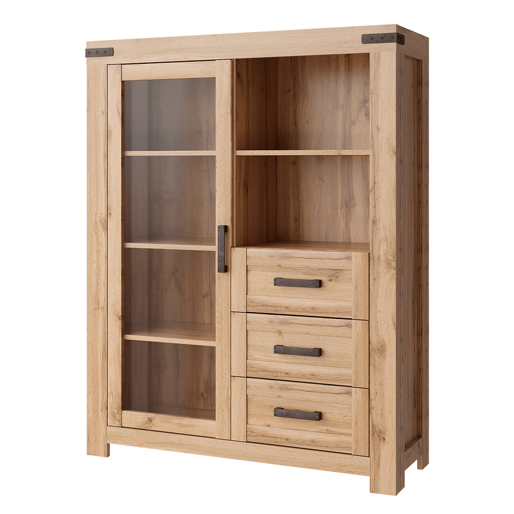 Vitrina 1W3S MORATIZ, stejar wotan