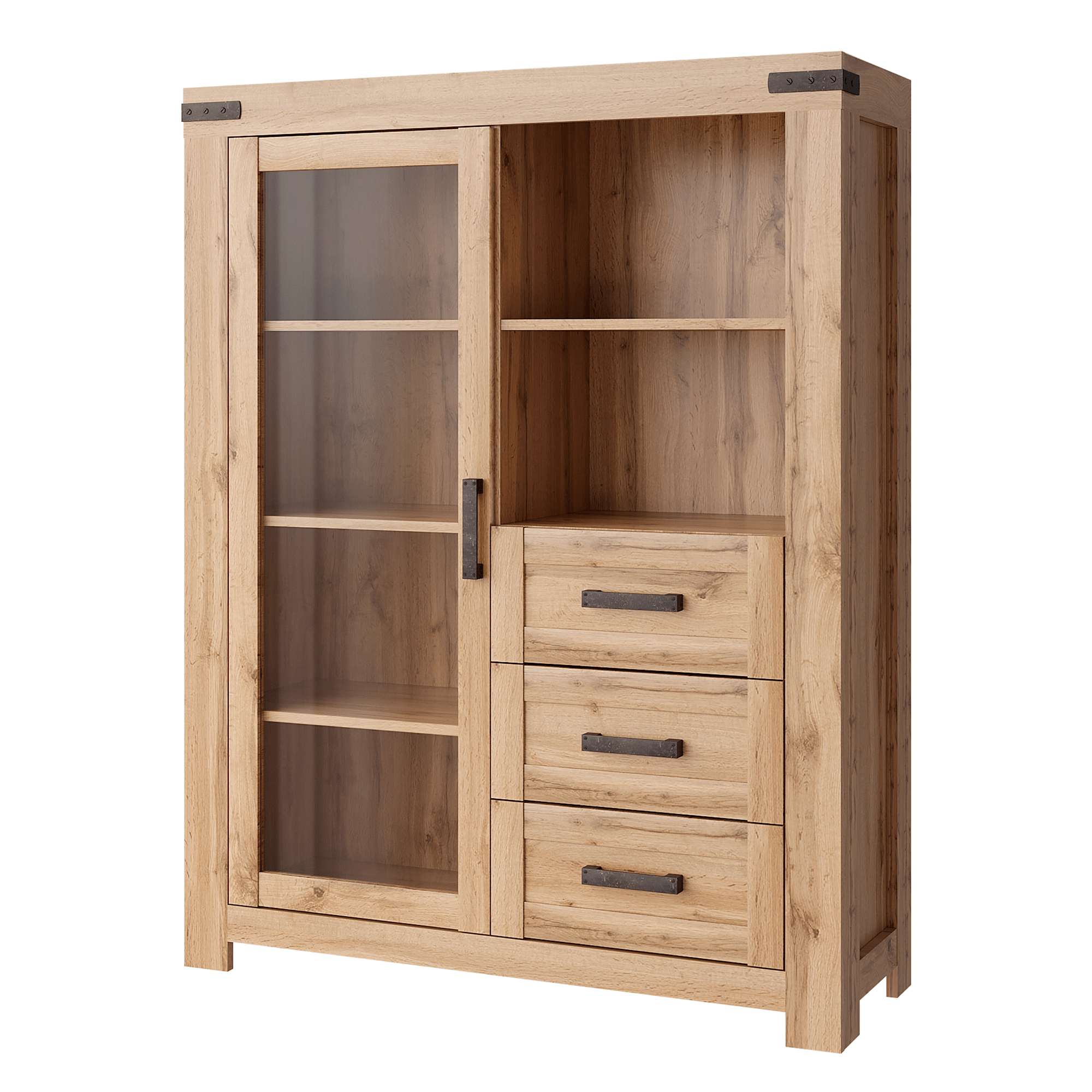 Vitrina 1W3S MORATIZ, stejar wotan