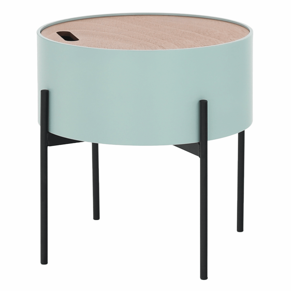 Taburet cu spatiu de depozitare MOSAI, neo menta/natural/negru
