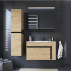 Mobilier baie MOURO, stejar auriu / negru