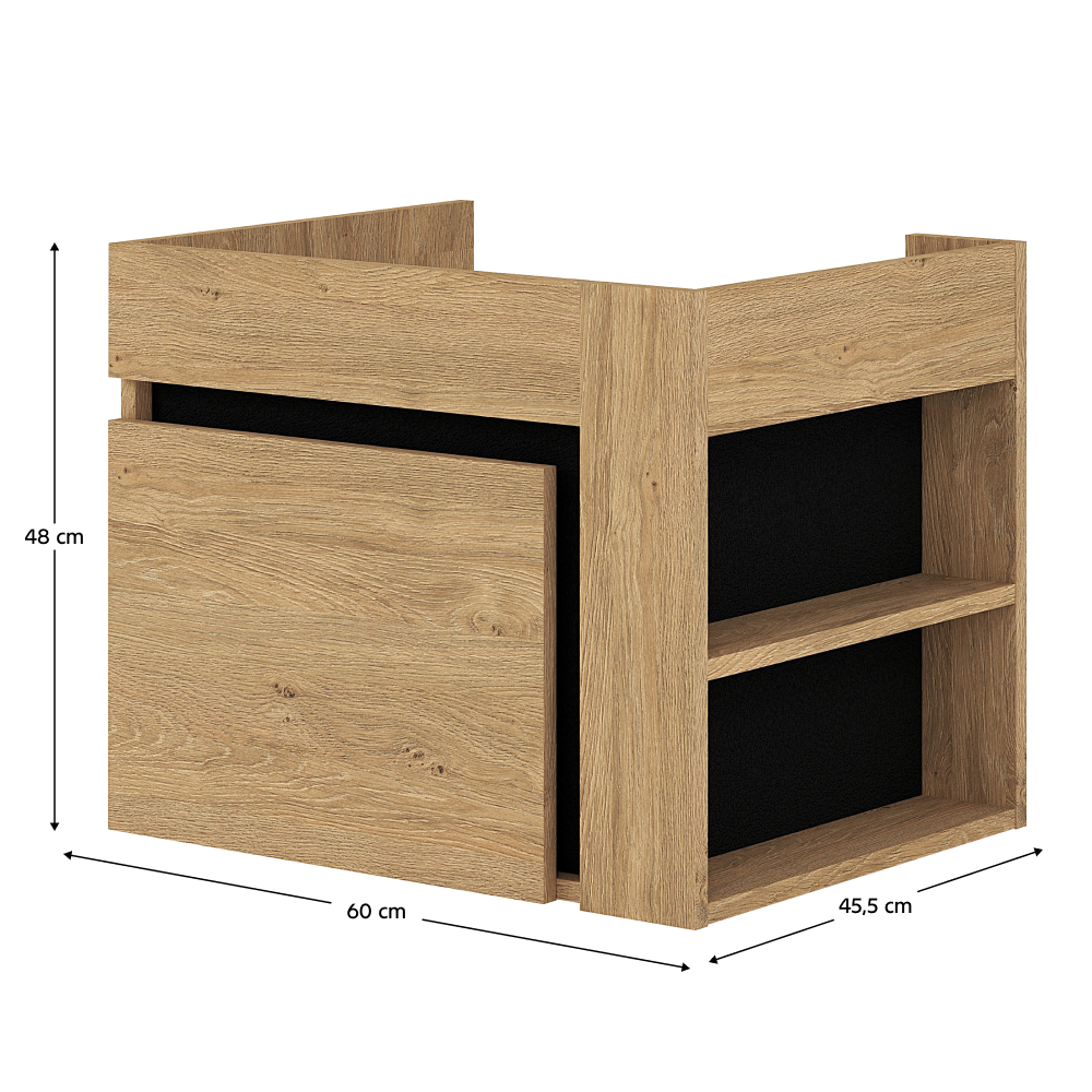 Mobilier baie MOURO, stejar auriu / negru