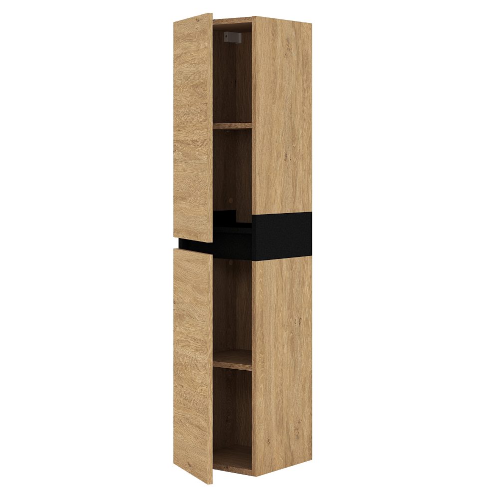 Mobilier baie MOURO, stejar auriu / negru