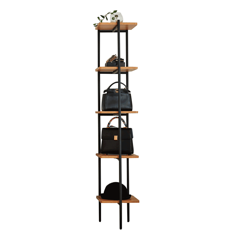 Raft in stil industrial MULIN, negru/salcam