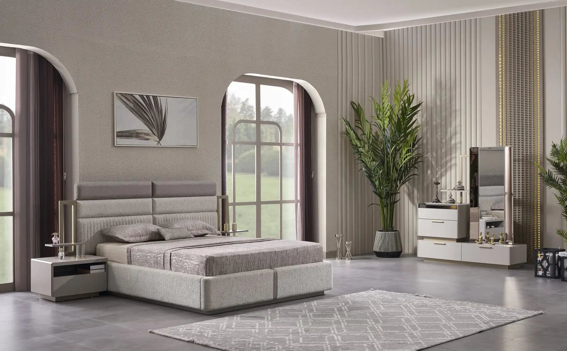 Set dormitor tapitat Mobilier Napoli, vedere 2