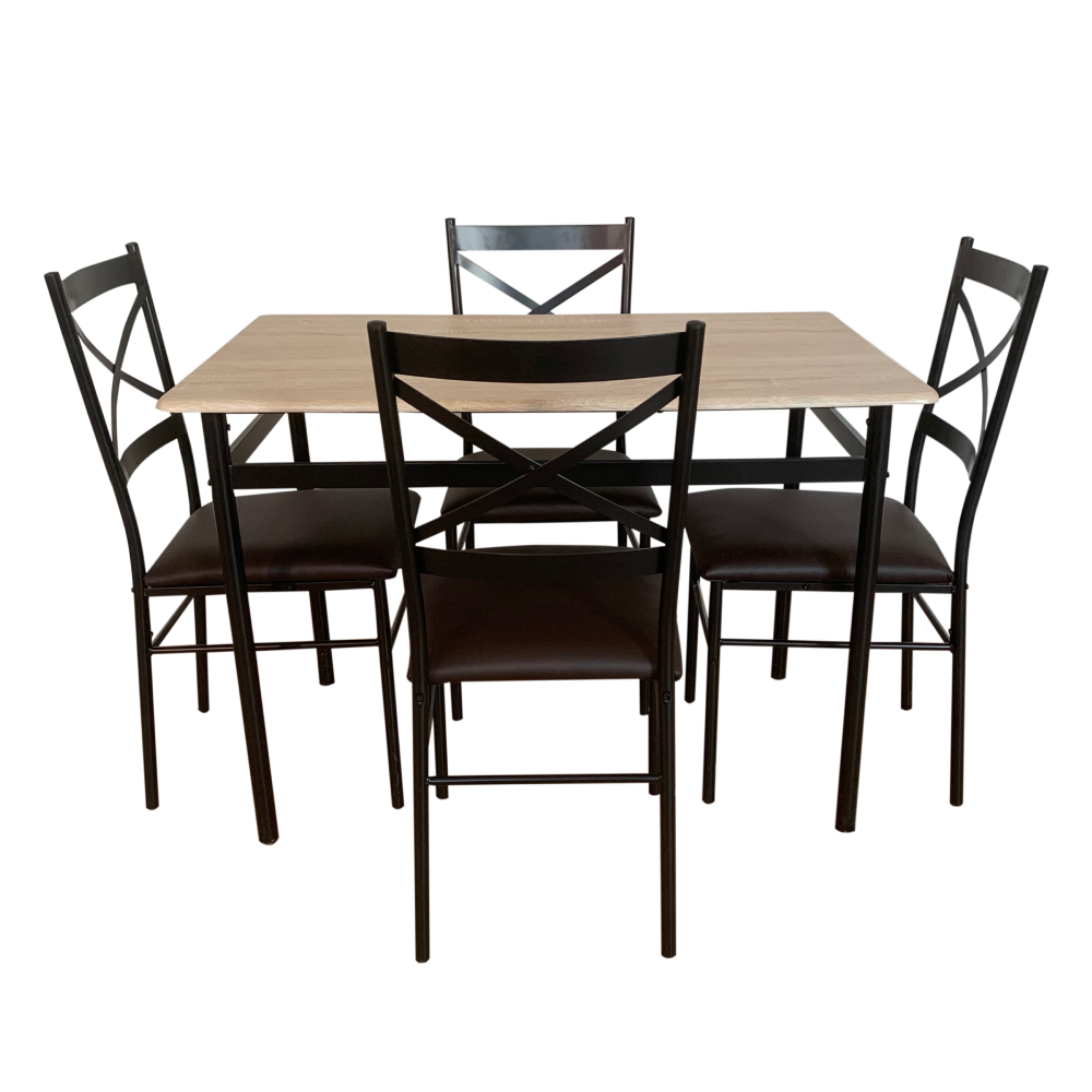 Set dining NAREN, stejar sonoma / negru / maro