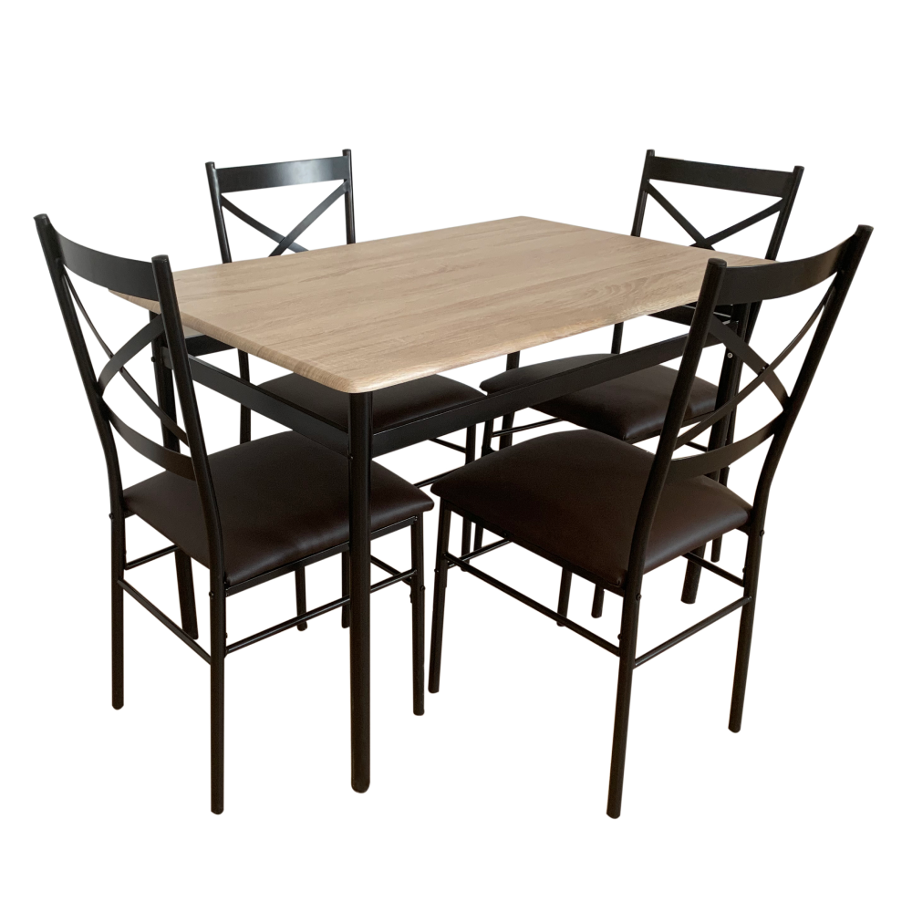 Set de sufragerie 1+4 NAREN, stejar Sonoma/negru/maro