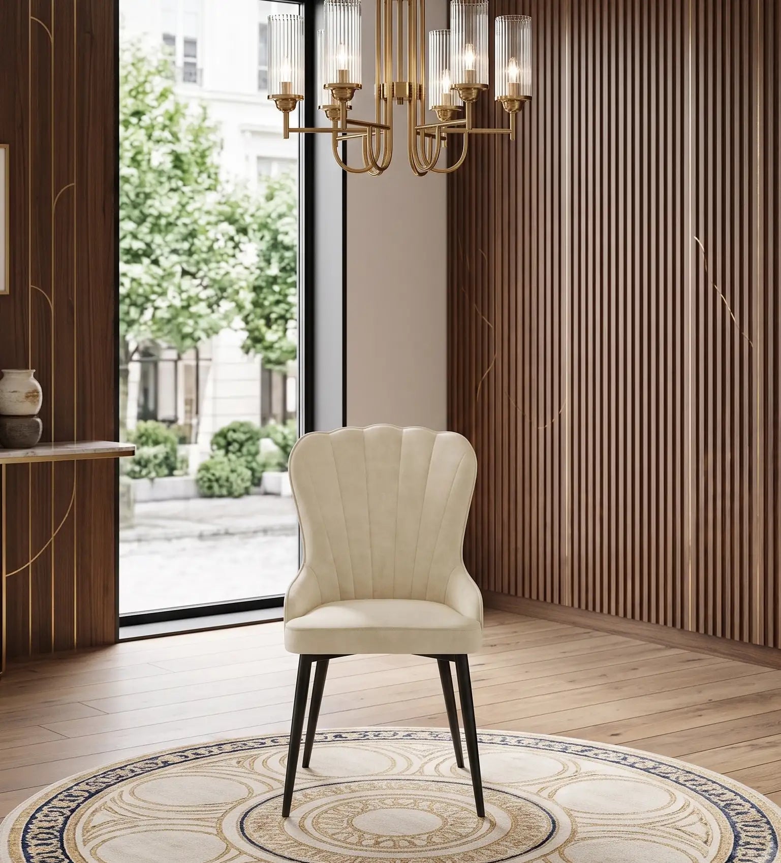 Scaun living din catifea si picioare metalice, Nelia