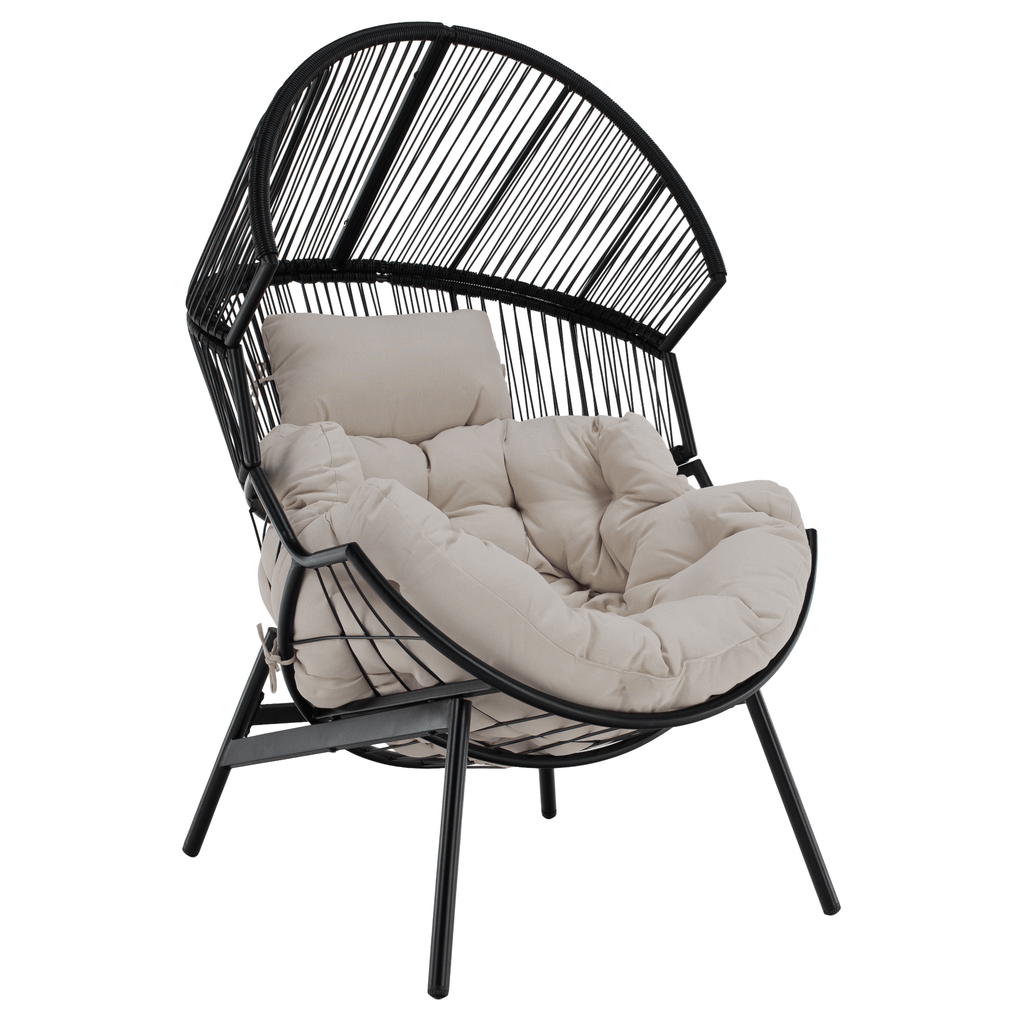 Fotoliu de gradina NEO, alb-Ivory/negru