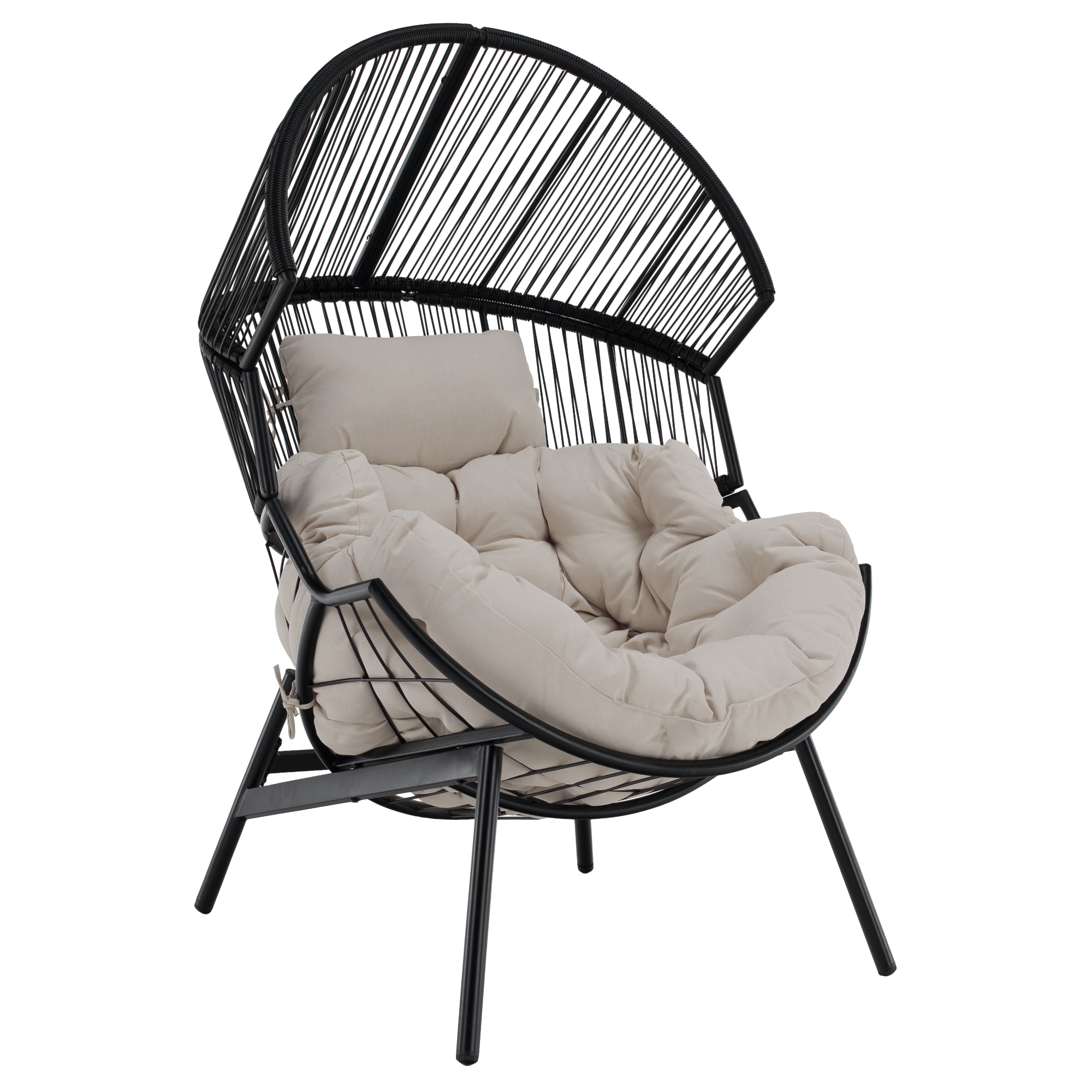 Fotoliu de gradina NEO, alb-Ivory/negru