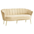 Canapea de lux NOBLEO TYP 2, cu 3 locuri, tesatura Velvet bej/auriu, Art-deco