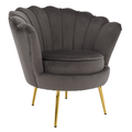 Fotoliu in stilul Art-deco NOBLEO, gri-maro tesatura Velvet/gold crom auriu