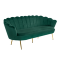 Canapea de lux NOBLIN, 3 locuri, tesatura de catifea smarald/crom auriu, stil Art-deco