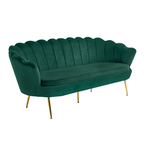 Canapea de lux NOBLIN, 3 locuri, tesatura de catifea smarald/crom auriu, stil Art-deco