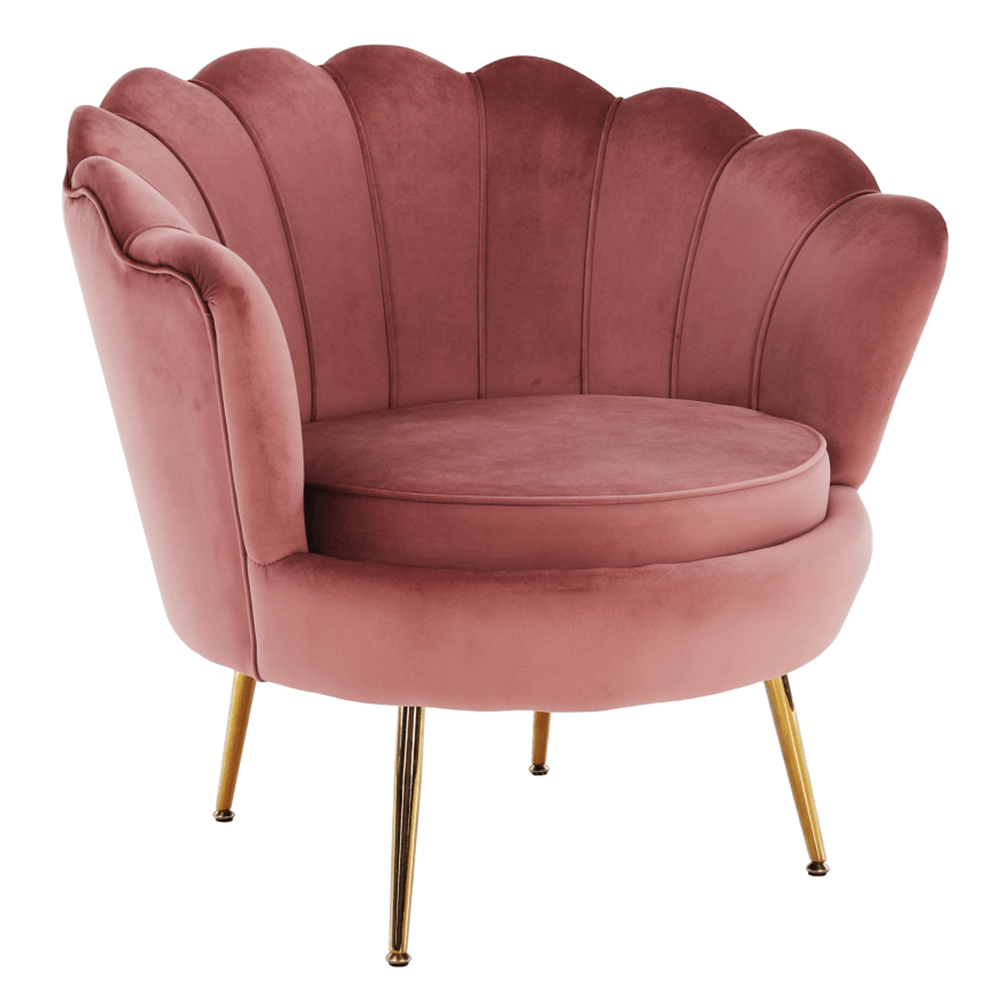Fotoliu in stil Art-deco NOBLIN, catifea Velvet roz/crom auriu
