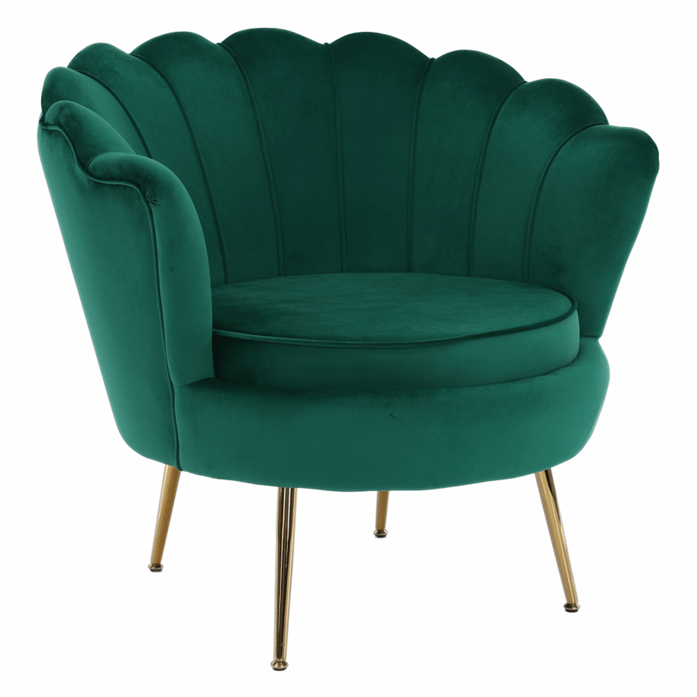 Fotoliu in stil Art-deco NOBLIN, catifea Velvet smarald/crom auriu