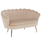 Banca in stil Art-deco NOBLIN, catifea Velvet bej/crom auriu