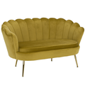Banca in stil Art-deco NOBLIN, catifea Velvet mustar/crom auriu