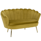 Banca in stil Art-deco NOBLIN, catifea Velvet mustar/crom auriu