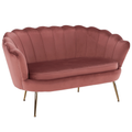 Banca in stil Art-deco NOBLIN, catifea Velvet roz/crom auriu