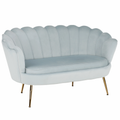 Banca in stil Art-deco NOBLIN, catifea Velvet gri-albastru/crom auriu