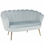 Banca in stil Art-deco NOBLIN, catifea Velvet gri-albastru/crom auriu