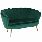 Banca in stil Art-deco NOBLIN, catifea Velvet smarald/crom auriu