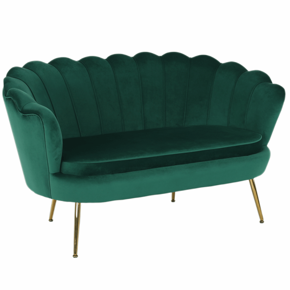 Banca in stil Art-deco NOBLIN, catifea Velvet smarald/crom auriu