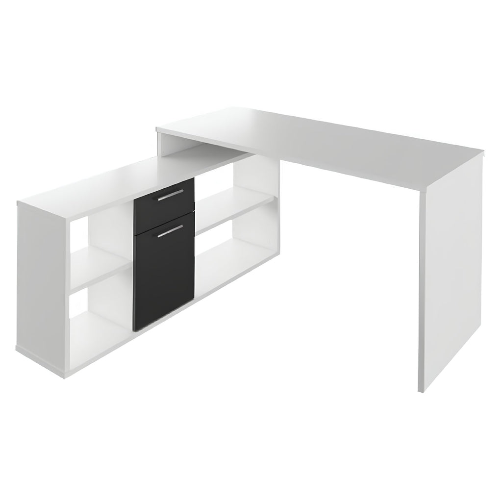 Birou PC NOE, alb / negru