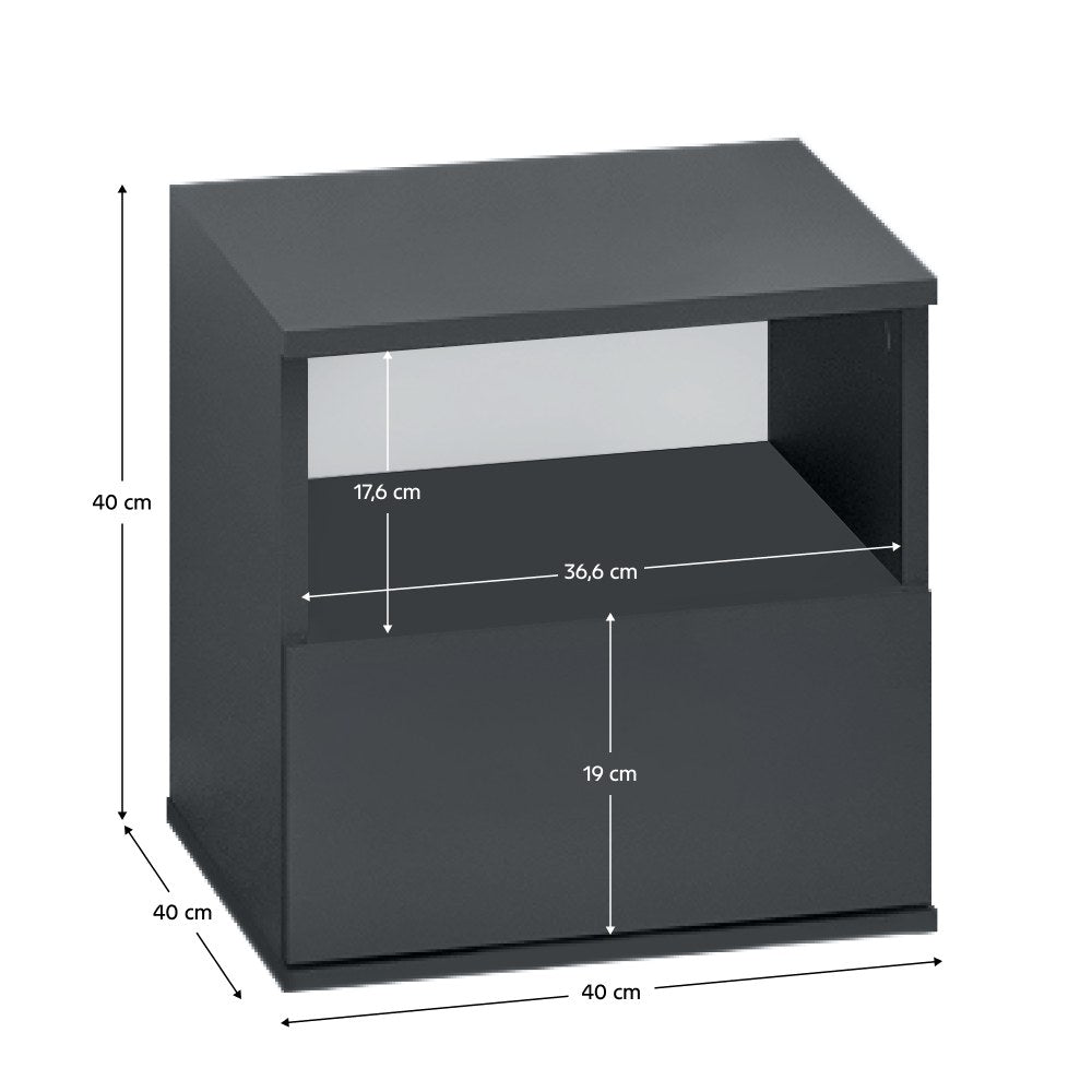 Noptieră dormitor Doli – schiță cu dimensiuni
