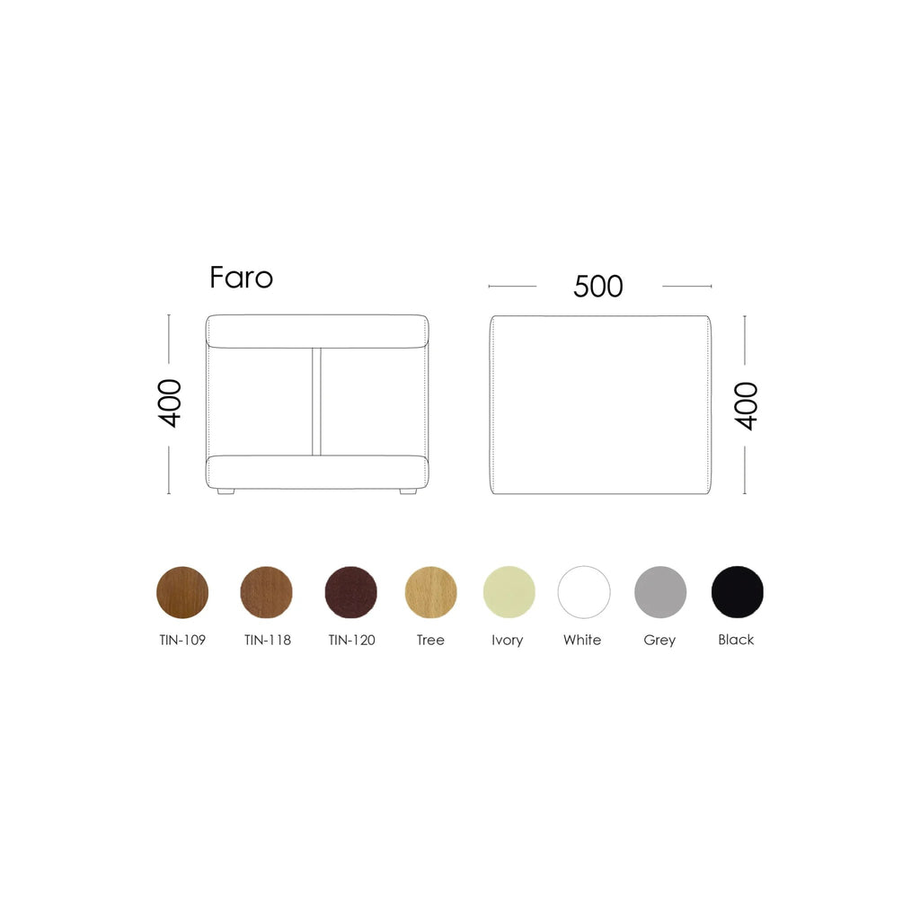 Noptieră dormitor Faro – schiță cu dimensiuni