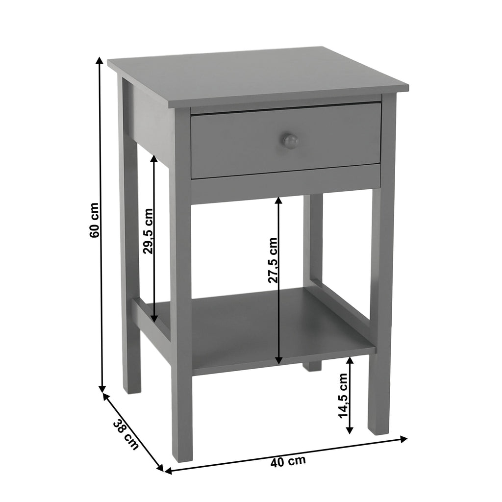 Noptieră dormitor Malise – schiță cu dimensiuni
