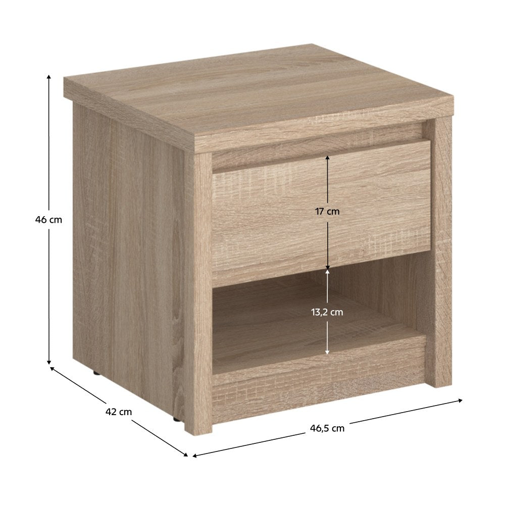 Noptieră dormitor Norty – schiță cu dimensiuni