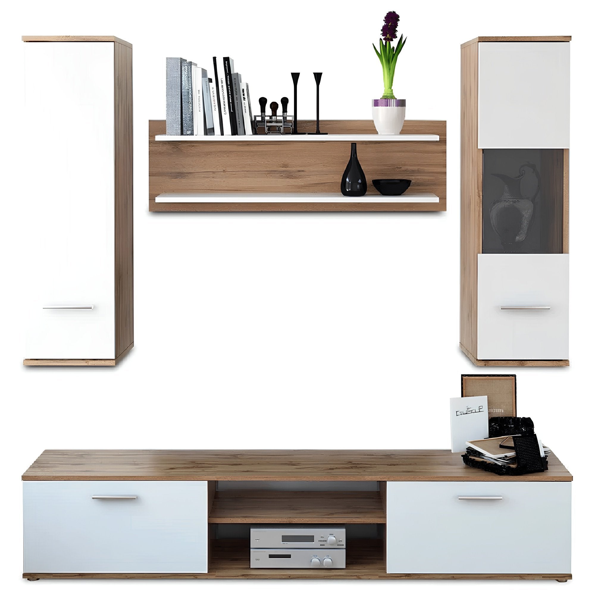 Mobilier pentru living WAW NEW, stejar wotan/alb