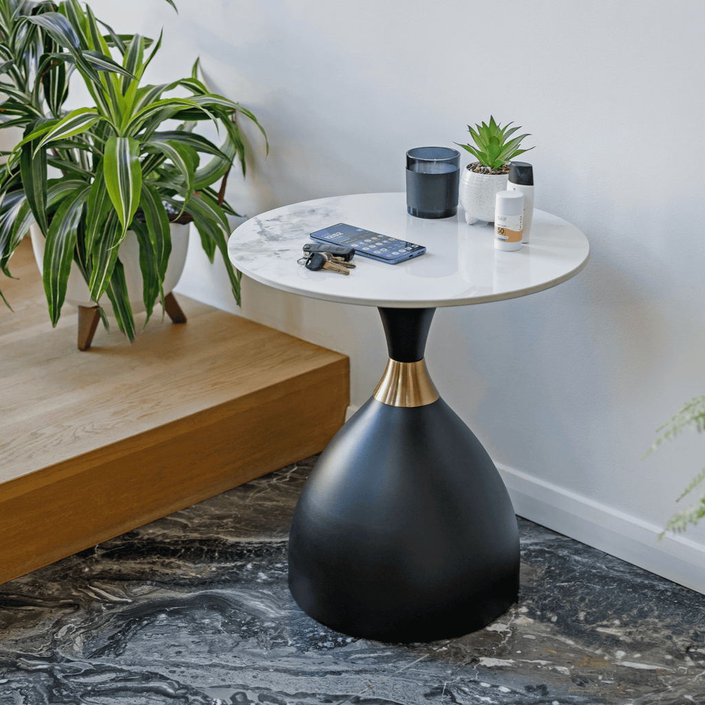 Masuta de cafea ODIS, marmura alb / negru