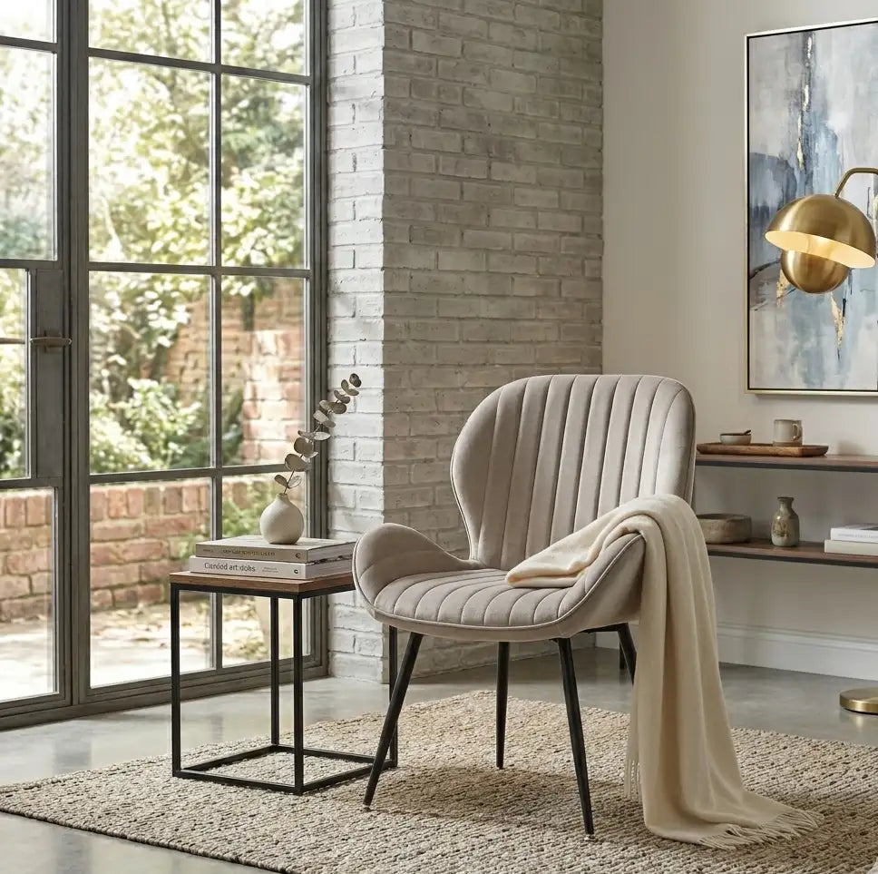 Scaun tapitat living din si picioare metalice Opet, vedere 2
