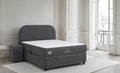 Set Pat, Tapitat, cu Saltea si Somiera Split Gri Inchis, 160x200