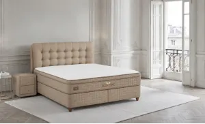 Saltea cu arcuri pocket, alb / bej, moale, 180x200x34 cm, Ocaliptus