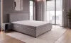 Set pat tapitat cu somiera rabatabila cu saltea inclusa, bej, 160x200 cm, Cezar