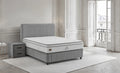 Set Pat, Tapitat, cu Saltea Bella Grey 160x200