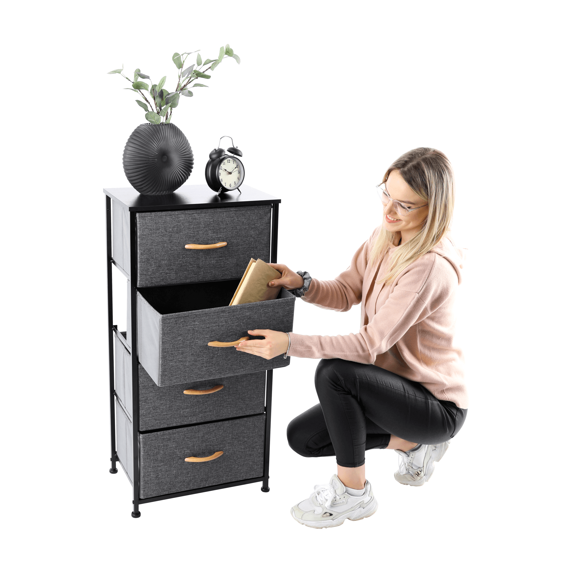 Comoda PALMERA, negru / gri inchis