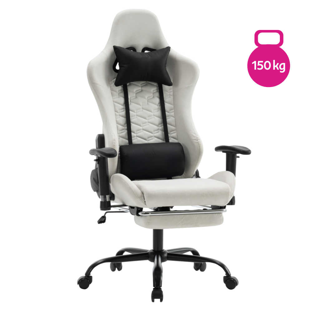 Scaun de birou/gaming PAPIBAS, alb/negru, portanta 150 kg